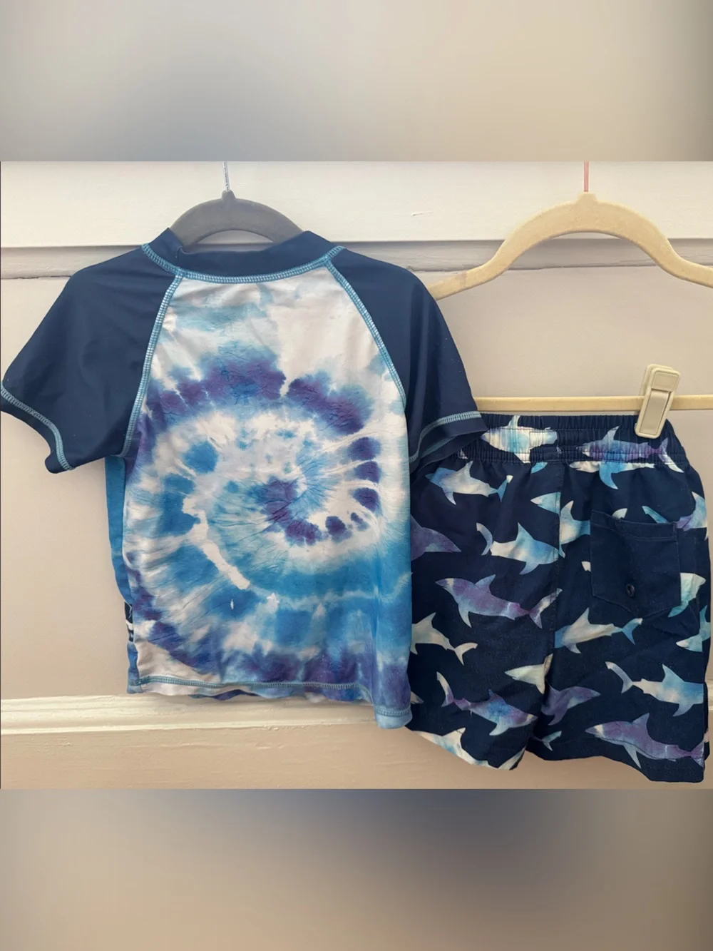 Andy and Evan Kids Shark Rash Guard Swim Set - Blue Size 4T